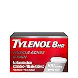 Tylenol 8 Hour Muscle Aches & Pain, 650 mg Extended-Release Acetaminophen Tablets for Muscle and Joint Pain, Bi-Layer Design for Quick and Long Lasting Relief, 100 Count