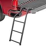 Nilight Foldable Truck Tailgate Ladder for Pickup with Aluminum Step Grip Plates, Replaceable Rubber Ladder Feet & Stainless Steel Self Drilling Hex Screws for Easy Installation, 2 Year Warranty