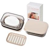 Quatish Bar Soap Holder Dish, Leakproof Travel Soap Case for Shower, Portable Travel Size Toiletries Camping Essentials for Gym, Dorm, Bathroom, Khaki