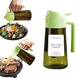 RWSEFK Oil Sprayer for Cooking, Kitchen Goddess 2 in 1 Spray and Pour Olive Oil Dispenser 16oz 450ml Glass Oil Spray Bottle, Mist Olive Oil Dispensing, Air Fryer, Dark Green (green)