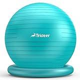 Trideer Ball Chair Yoga Ball Chair Exercise Ball Chair with Base for Home Office Desk, Stability Ball & Fitness Ball Seat to Relieve Back Pain, Home Gym Workout Ball for Abs, Pregnancy Ball with Pump