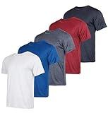 5 Pack: Boys Girls Active Athletic Quick Dry Dri Fit Short Sleeve T-Shirts Crew Neck Tops Teen Gym Undershirts Tees Youth Basketball Clothes Moisture Wicking Tshirt-Set 2,Medium (8-10)