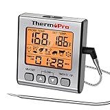 ThermoPro TP16S Digital Meat Thermometer for Cooking and Grilling, BBQ Food Thermometer with Backlight and Kitchen Timer, Grill Temperature Probe Thermometer for Smoker, Barbecue, Oven, Baking,Oil