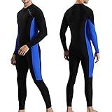 OMGear Thin Wetsuits for Men Dive Skins Full Swimwear Spandex Second Skin Long Sleeve Rash Guard UV Protection Suit for Swimming Kayaking Surfing Snorkeling Bodyboarding(Blue,2XL)