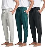 3 Pack: Mens Soft Lounge Jogger joggers Christmas Pajama Pants Sweatpants Pockets PJ Bottoms Sleep wear man Knit Drawstring men Soft Jersey black grey sweats Pijama Pockets winter - Set 1, M