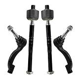 TRQ Front Inner and Outer Tie Rod Set Compatible with 2013-2019 Cadillac ATS