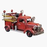 PARSAHO Collectible-Vehicles Vintage Diecast Truck Model Retro Metal Mack Fire Truck Engine Miniature Vehicles Fire Fighting Truck Decor Home Antique Truck Decor Automotive Decor