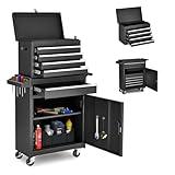 AirWire Tool Chest,5-Drawer Rolling Tool Storage Cabinet with Enhanced Packaging, Detachable Top Tool Box, Metal Tool Cart for Garage Workshop,Black