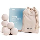 Vove | Natural Hemp Dryer Balls | 5x More Absorbent Than Wool | Cruelty-free, Hypoallergenic & Eco-Friendly | Reduces Clothing Wrinkles and Saves Drying Time | Pack of 6 |