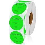 Gueevin 1 Roll/1000 Pcs 2 Inch Quality Control Inventory Labels Writeable QC Inventory Approval Stickers Fluorescent Green Permanent Adhesive Inventory Stickers for Shipping Warehouse Organization