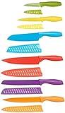 Amazon Basics Color-Coded Dishwasher Safe Kitchen 12-Piece Knife Set, 6 Knives with 6 Blade Guards, Multicolor, 13.88 x 4.13 x 1.38 inch