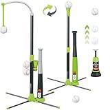 Surelect 3-in-1 T Ball Set for Kids, Adjustable Height Hanging Baseball Batting Tee Set with 2 Bats, Teeball Hitting Stand, Ball Launcher for Toddlers, Sport Toys Outdoor/Indoor for Boys Girls