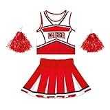 Aiqueza Cheerleading Outfit for Women, Cheerleader Costume for Birthday Gift Halloween Party, Red, Medium