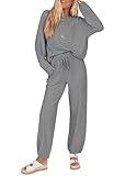 KIRUNDO Lounge Sets for Women Travel Airport Outfits Lightweight Tops Drawstring Pants Tracksuit Jogger Set Postpartum(Grey, Small)