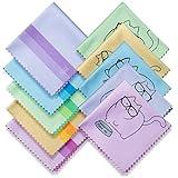10 Pack Cute Kitty Cat Design Multicolor Microfiber Cleaning Cloths for Cleaning Eyeglasses Lenses Sunglasses and Cell Phone Beautifully Designer Colors Blue Pink Yellow Purple Green Cloth Wipes