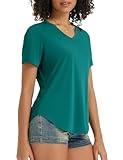 baleaf Women's Short Sleeve Shirts UPF 50+ Sun Shirt V Neck UV Protection Workout Moisture Wicking Quick Dry Lightweight Green M