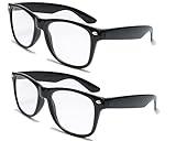 Vision World Eyewear 2 Pairs Deluxe Reading Glasses - Comfortable Stylish Simple Readers Magnification (2 Black, 1.25)