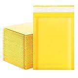 DaSen Kraft bubble mailers 4x7 Inch 50 Pack,Self-Sealing Paper Envelopes for Packaging,Strong Adhesion Envelope Mailers, Small Waterproof Cushioned Padded Shipping Bags Yellow #000