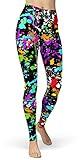 sissycos Women's 80s Leggings Artistic Splash Printed Buttery Soft Stretchy Pants (Medium, Color Splash)