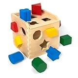 Melissa & Doug Shape Sorting Cube - Classic Wooden Toy With 12 Shapes