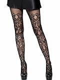 Leg Avenue Womens Vintage Fishnet Lace Tights Hosiery, Floral Vine, Queen US