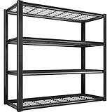 REIBII 40" W Garage Shelving 2240 LBS Storage Shelves Heavy Duty Shelving 4-Tier Adjustable Metal Shelves for Garage Shelves Rack Industrial Utility Shelf for Basement Warehouse,40" W X19.5 D X59.5 H