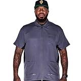 Barber Strong Barber Jacket, Men's Gray, Hair Repellent, Lightweight and Breathable Vented Side Panels, Features Easy Hair Removal and 2-Way Zipper Closure, M, Great for Pet Grooming