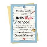 FLYAB 8th Grade Graduation Gifts - 5.5"x8" 8th Grade Graduation Card with Envelope Funny Grad Gift for Her Him Graduate Teenagers Boys Girls Daughter Son Granddaughter Grandson
