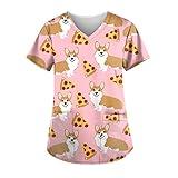 Tops Women Design Cute Cute Animal for Women Dog Grooming Scrubs for Women Scrub Tops with Cats Healthcare Uniforms Women with Cartoons Cute Nurse Scrubs for Women Dog and Cat Scrubs for