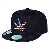 Flat Bill Snapback Hats for Women Men American Flag Leaf Surf Skate Street Baseball Caps