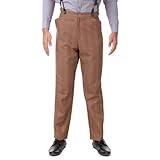 ThePirateDressing Men's Steampunk Victorian Cosplay Costume Pants – Classic High-Waist Trousers – 100% Cotton Fabric – Historical Renaissance Halloween Outfit C1488-Brown Check -X-Large