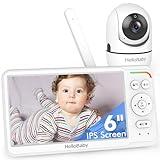 HelloBaby Baby Monitor with Camera and Audio, 6'' World First IPS Screen Baby Camera Monitor No WiFi, 30-Hrs Battery, ECO, VOX, 2-Way Talk, Night Vision, 1000ft, Video Baby Monitor Portable