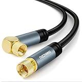 Thzzhnno TV Aerial F-Type Connector Coaxial Cable 3.3FT, 90 Degree Angled to Straight Male Cord, Coax Cable for HDTV, CATV, DVB-T2/C/S, Cable Modem, Radio, Satellite Receivers