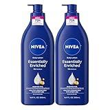 NIVEA Essentially Enriched Body Lotion for Very Dry Skin with Hyaluronic Acid, Almond Oil and Deep Nourishing Serum, 72-Hour Body Moisturizer, 16.9 Fl Oz Pump Bottle, Pack of 2