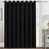 H.VERSAILTEX Blackout Patio Curtains 100 x 84 Inches for Sliding Door Extral Wide Blackout Curtain Panels Thermal Insulated Room Divider - Grommet Top, 7' Tall by 8.5' Wide - Jet Black