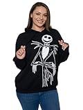 Disney Womens Pullover Hoodie Side Slit Pockets Skellington (Black, 4X)