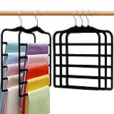 Closet Organizers and Storage,5 Pack Velvet Pants-Hangers-Space-Saving,Non Silp 5 Tier Scarf Jeans Organizer,Dorm Room Essentials for College Students Girls Boys Guys,Organization and Storage