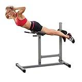 Body-Solid Back Hyperextension Machine for Lower Back Extension, Ab Crunch, Glutes and Hamstrings Exercise, Roman Chair for Abdominal and Core Training, Home Gym Equipment, Silver/Black (Gray/Black)