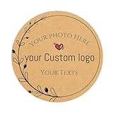 100pcs Personalized Stickers Labels Custom Business Logo Stickers Kraft Paper Labels in Circle, Rectangle, Square, Oval, in 1.5",2", 2.5“, 3”, 4" (Round)