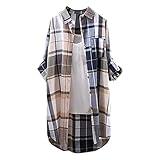 Labor Day Sale Trending Items Cardigan for Women Fall Fashion 2024 Plus Size Open Front Roll Up Sleeve Button Down Plaid Tops Casual Comfy Shirts Long Sweater Cardigan Women Khaki Small