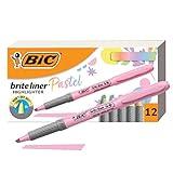 BIC Brite Liner Grip Pastel Highlighter Set, Chisel Tip, Pack of Pastel Highlighters in Assorted Colors (colors may vary), Cute Highlighters for Bullet Journaling, Note Taking and More (Pack of 18)