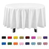 Eleclassi White 6 Pack Premium Round Disposable Plastic Tablecloth - 84 Inch Round Plastic Table Cloths for Parties Disposable Tablecloth - Round Plastic Tablecloth - White Round Tablecloth