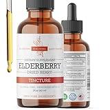 Elderberry Tincture – Organic Elderberry Extract Liquid Drops – Sambucus Herbal Supplement – Immune Support – Elderflower & Elderberry Blend – Alcohol-Free, 2 fl oz
