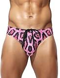 Arjen Kroos Mens Swim Briefs Sexy Bathing Bikini Printed Quick Dry Swimsuit with Drawstring for Men Pink