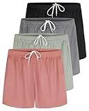 4 Pack: Girls Active Athletic Mesh Quick Dry Performance Shorts for Teens Girl Pockets Running Sports Soccer Short Tennis Summer Clothes Basketball Sleep Gym Yoga Kids Lounge Casual - Set 7, L (14)