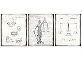 Law Patent Prints Set - Law Office Decor - Rustic Vintage Home Wall Art for Den, Man Cave, Bedroom, Living Room - Gift for Lawyers, Attorneys and Judges - Unframed Sign Plaque Replica Photos -Unframed