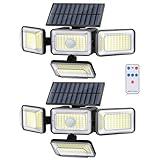 Mokot Solar Lights Outdoor, 288 LED 2800LM Solar Motion Sensor Outdoor Lights with Remote Control, 4 Heads lP65 Waterproof Solar Flood Security Lights for Outside Patio Wall -2PACK