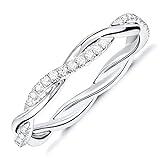 PAVOI 14K Gold Plated Cubic Zirconia Twisted Rope Eternity Band White Gold for Women Size 7