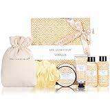 Spa Luxetique Spa Gifts for Women 6pc Vanilla Bath Sets Women Gift With Body Lotion, Shower Gel, Bubble Bath, Hand Cream, Bath and Body Gifts Set, Mothers Day Gifts