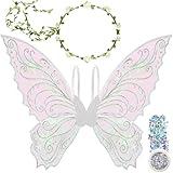 U-Goforst Fairy Wings for Adults, Butterfly Wings for Girls Women, Halloween Costume Cosplay Dress Up, Sparkly Wings with Flower Crown and Glitter